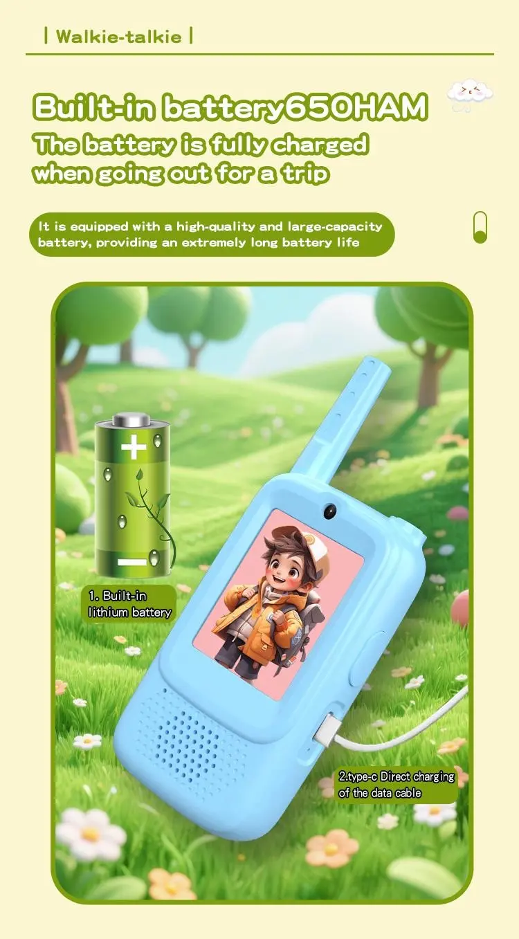 2-Piece Kids' Rechargeable Video Walkie Talkies Pair Pack - Handheld Video Intercom, Indoor and Outdoor Use, Christmas/New Year Gift for Boys/Girls Ages 3-12, Family Games Essential, Back-to-School Present,sohochic