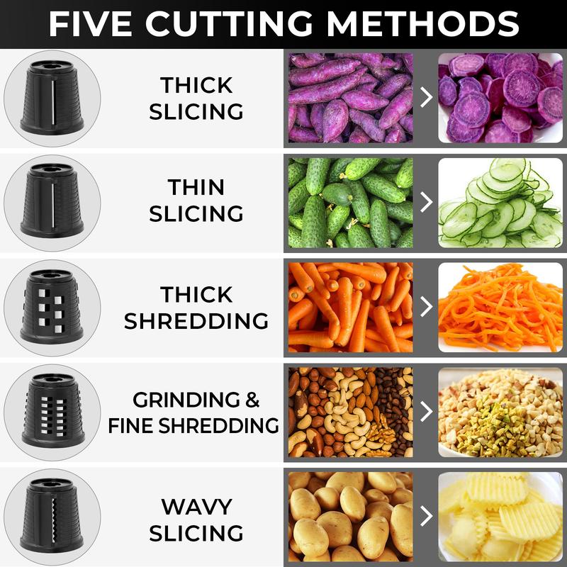 Redhut Multifunctional Electric Vegetable Cutter - 7-In-1 Multi-Functional for Chopping Slicing Mincing & Food Prep，and Interchangeable shape Vegetable Cutter Kitchen Utensils small kitchen gadgets