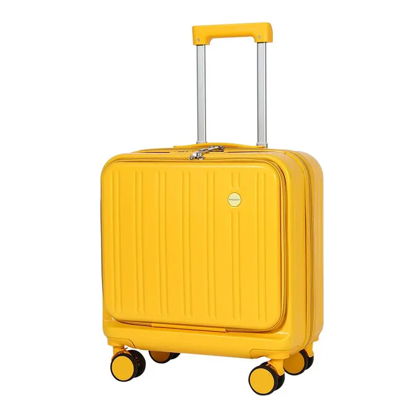 18-Inch Unisex Adults Carry-On Hardshell Luggage, Front Opening Suitcase with Zipper, USB Port, Cup Holder, Spinner Wheels, Combination Padlock, Lightweight, Hand Wash Only, Shipping-Withstandable Gold PC Hard Shell sohochic