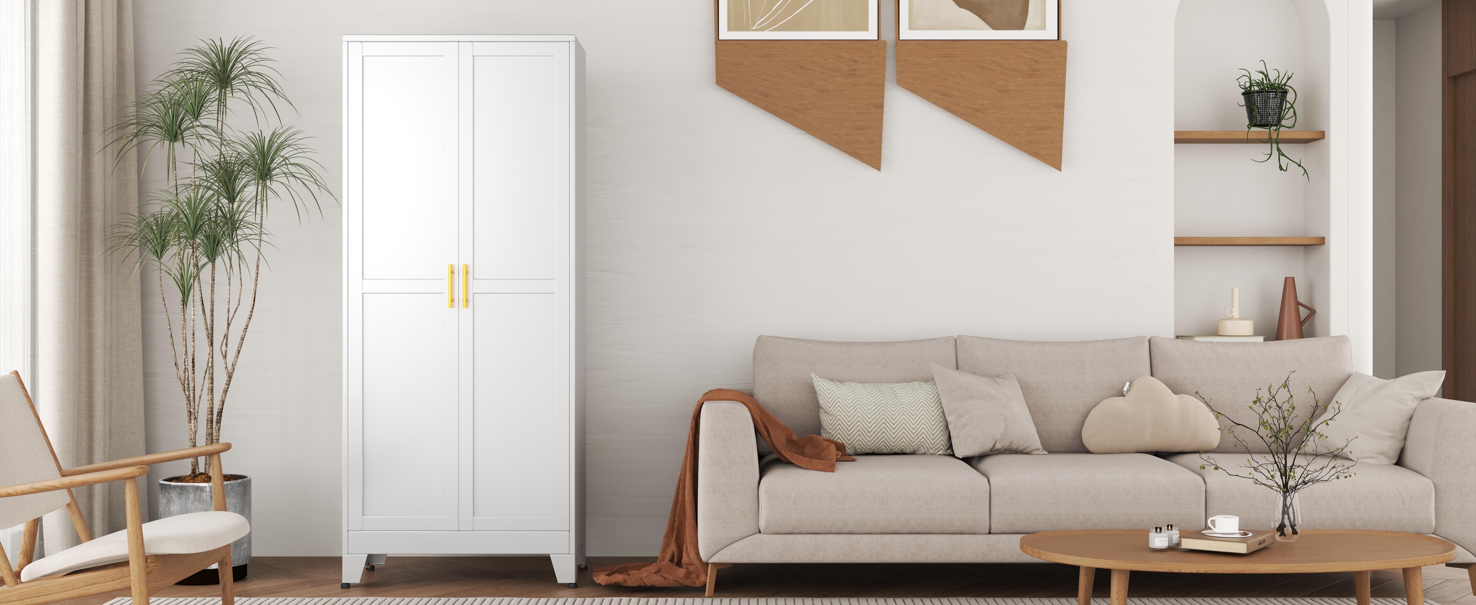 75.2" & 70.8" Tall Metal Kitchen Pantry Storage Cabinets with 2 Door and 5 Adjustable Shelves Cupboard for Kitchen Dining Room Living Room and Bathroom