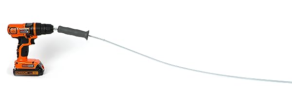 TUBSHROOM DrainShroom 42 Inch Tub and Sink Snake Auger Clog Remover for Bathroom Drains, Stainless Rubber, Universal Quick Change Shaft, Pipe Dredging Agent