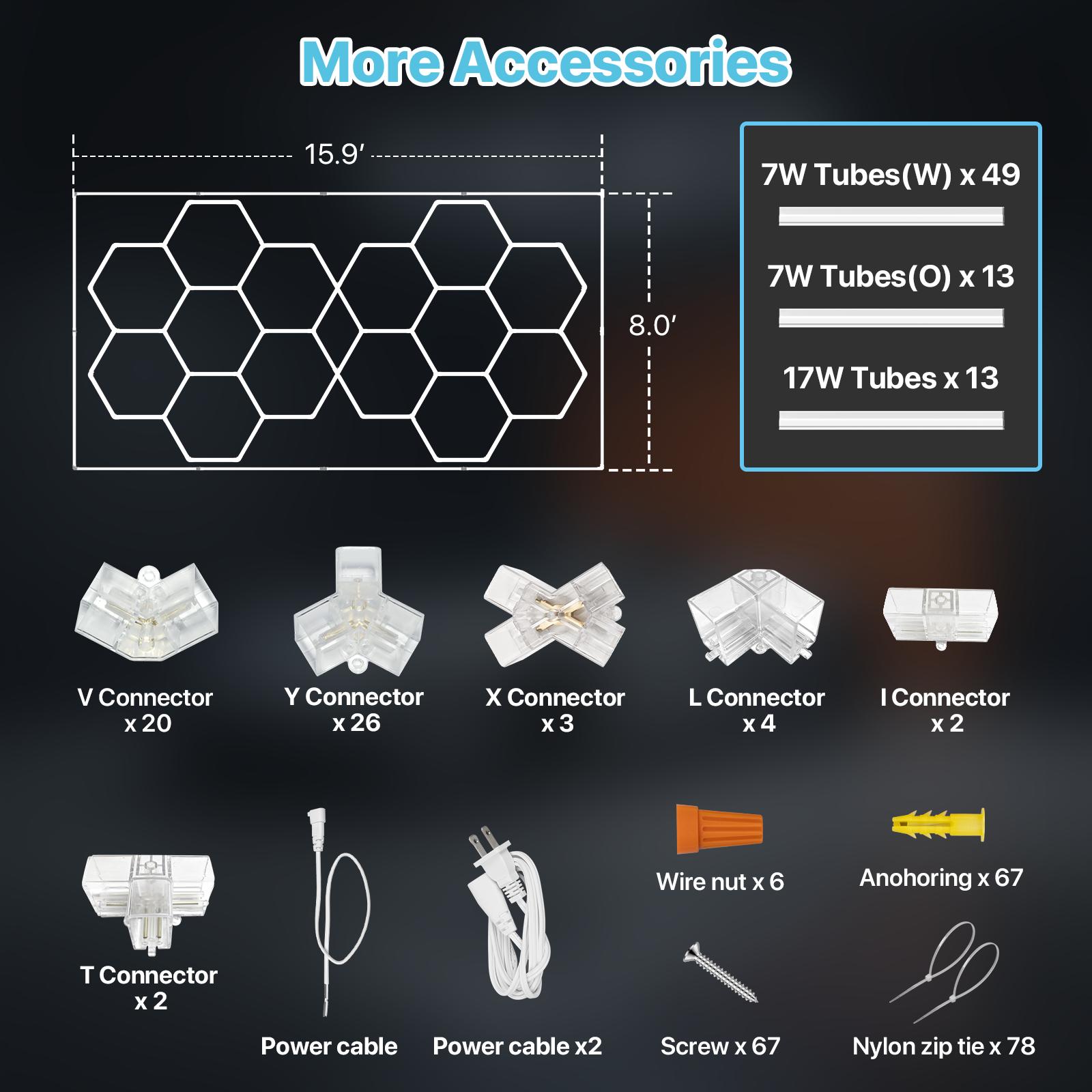 HYPERLITE Color Glow, Garage Lights, Honeycomb Design, Rectangle Frame Modular Lighting, LED Ceiling Light, 568W-624W 56800LM-62400LM, 6500K Bright White, for Garages, Workshops, Gyms, Studios,  Barber Shops, Decorative Spaces， SpringGlowUp