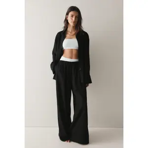 H&M Wide linen-blend trousers