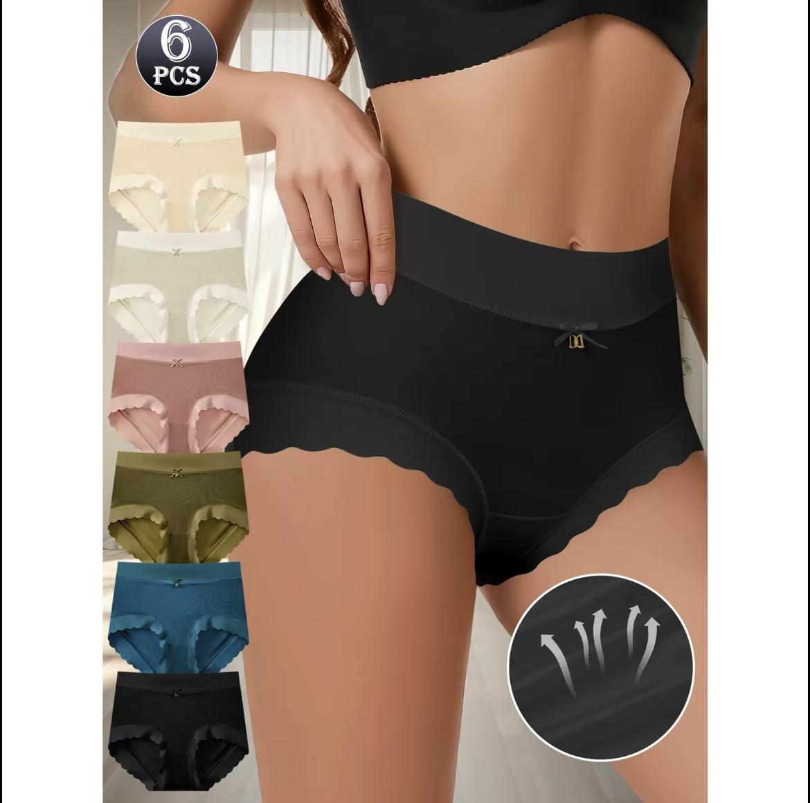 Mid Waist BreathableComfortable Soft Briefs,  Elastic Hip LiftingBriefs, Fit Everyday Wear Elegant & Stylish DesignWomen's Briefs,M-XXL innersy woman breathable seamless panty solid color  waist brief Plus Size -Waisted Cotton Underwear high