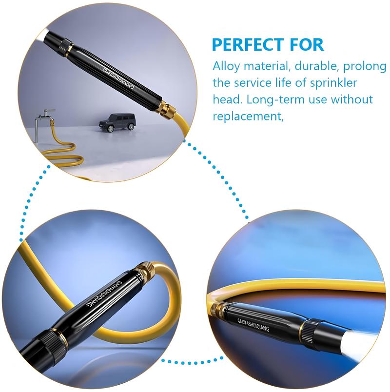 Metal Black King Kong Water Gun Set with 3 Connectors and 10 Meter Hose High Pressure Garden Sprayer for Watering Car Washing and Rinsing Heavy Duty Anti-Leak with Adjustable Spray Modes for Gardening