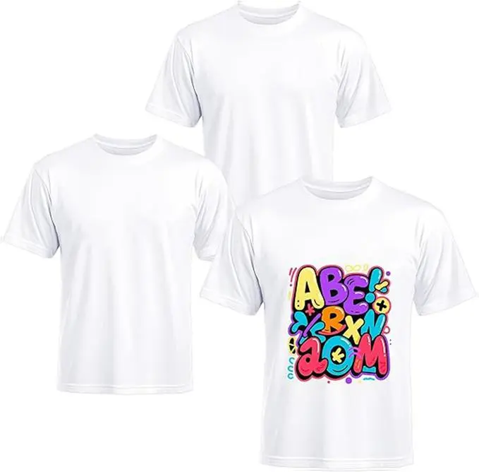 Joyclub 3 PCS White Polyester T Shirts Bulk Sublimation Blanks Unisex Wholesale Crew Neck Short Sleeve for Heat Transfer DIY Oversize Casual sohochic
