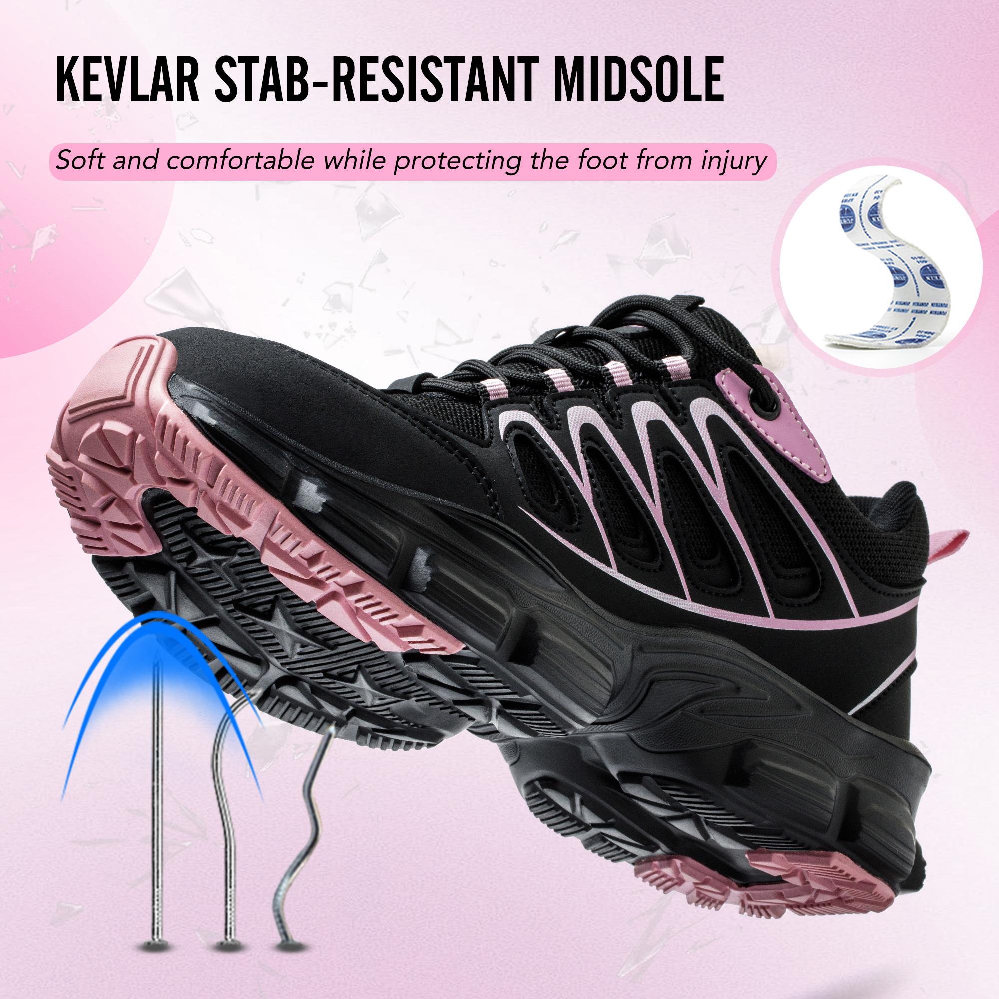 Women's Safety Shoes Anti-Smash Steel Toe Anti-Puncture Kevlar Lightweight Breathable Ladies Work Boots for Factory Workshop Outdoor Construction Non-Slip Black Closed Toe Footwear Worker Women's Safety Shoes Anti-Smash Steel Toe Anti-Puncture Kevlar Lightweight Breathable Ladies Work Boots for Factory Workshop Outdoor Construction Non-Slip Black Closed Toe Footwear Worker