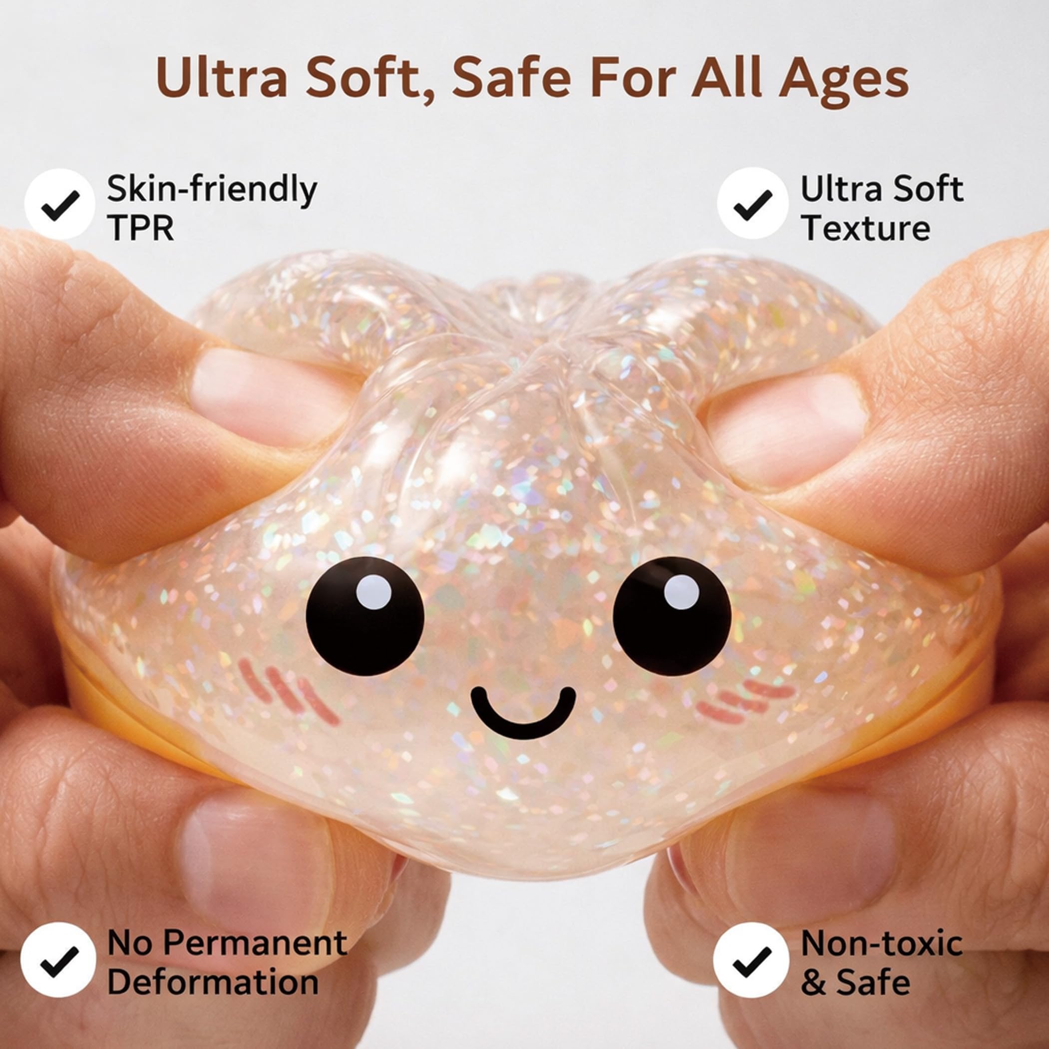 2026 New Stress Relief Glitter Squishy Dumpling Toy | Cute & Fun Squeeze Toy for All Ages | Sensory Autism Gift, Adorable Gyoza Shape