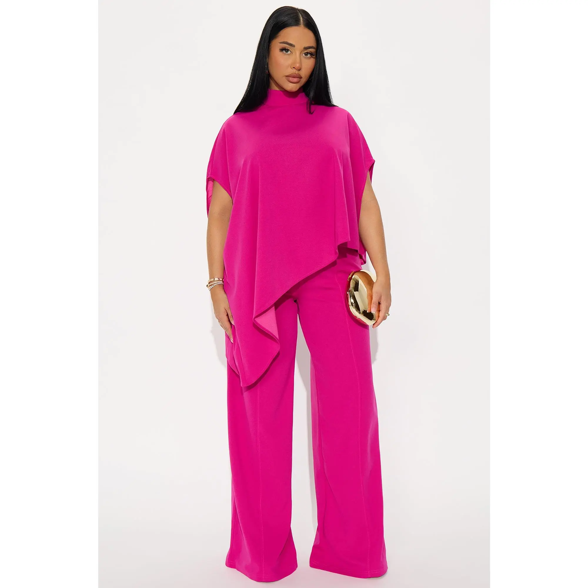Diana Draped Pant Set - Magenta