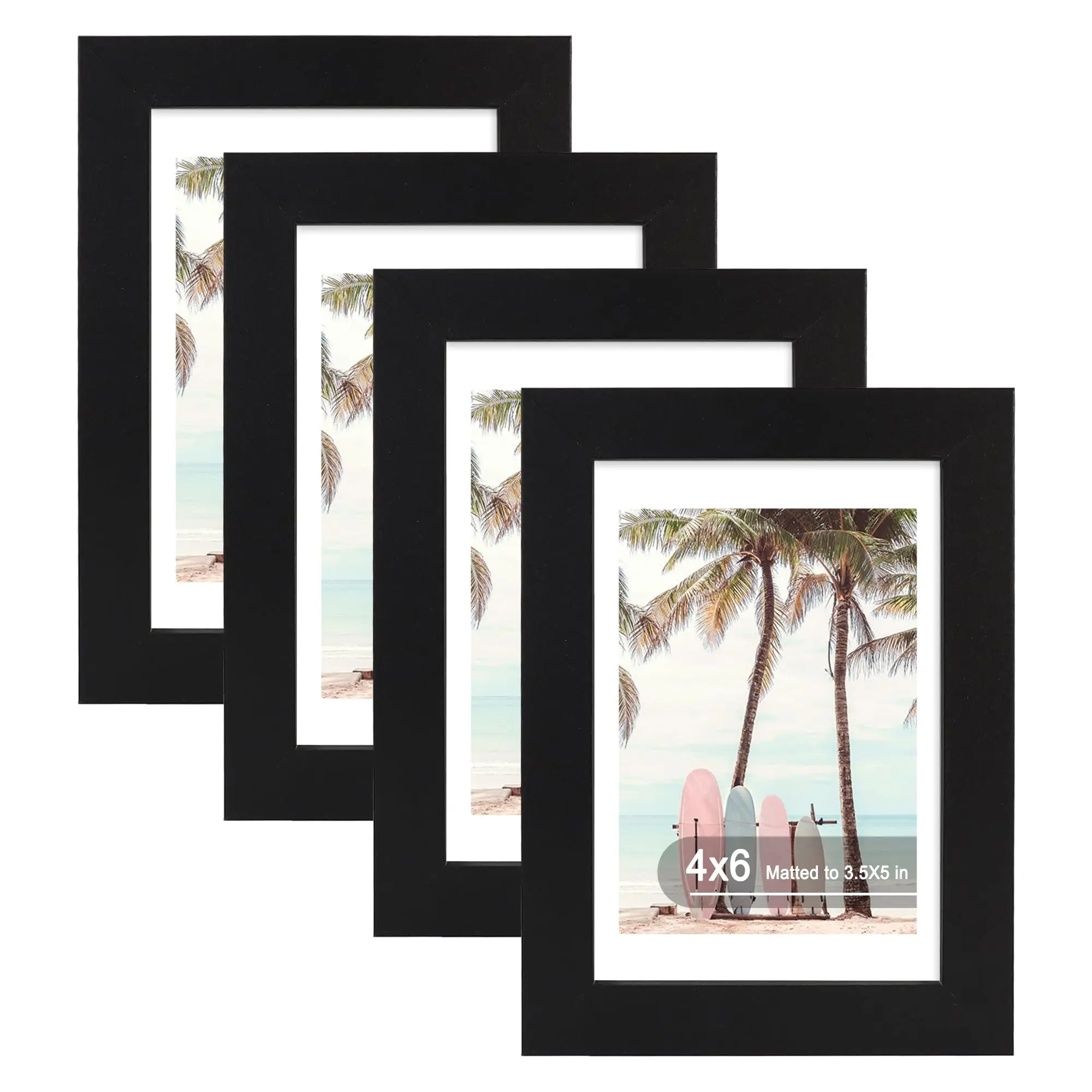 4x6 Picture Frame Set of 10, Display Pictures 3.5x5 with Mat or 4x6 Without, Multi Photo Frames Collage for Wall or Tabletop Display, Family Picture Frames Collage Wall Decor, Black, Framed Decor, Classic Rectangular Frame, Rectangle Picture Frames