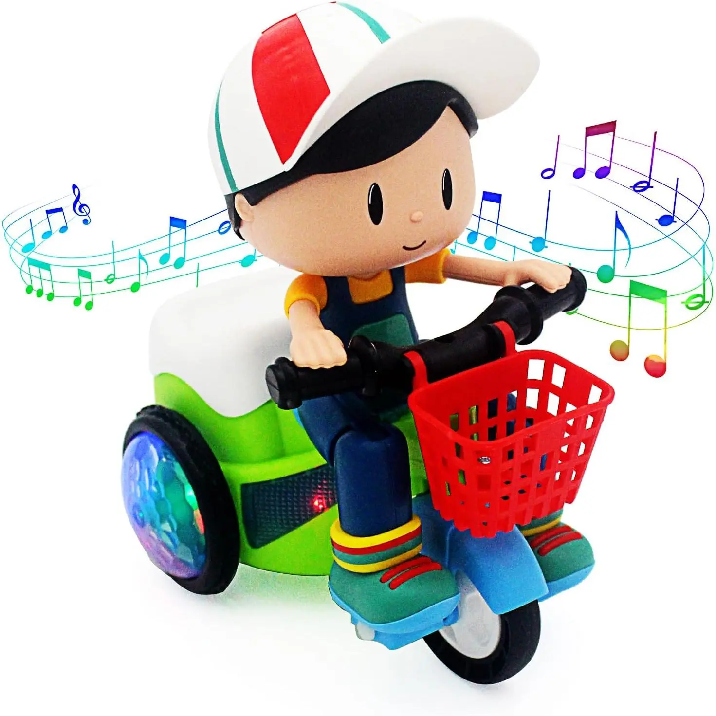 Baby Toddler Electric Tricycle Toy Cartoon Motorcycle Vehicle Stunt Permance, Music, Luminous Lights, Kids Birthday Gifts (Boy)