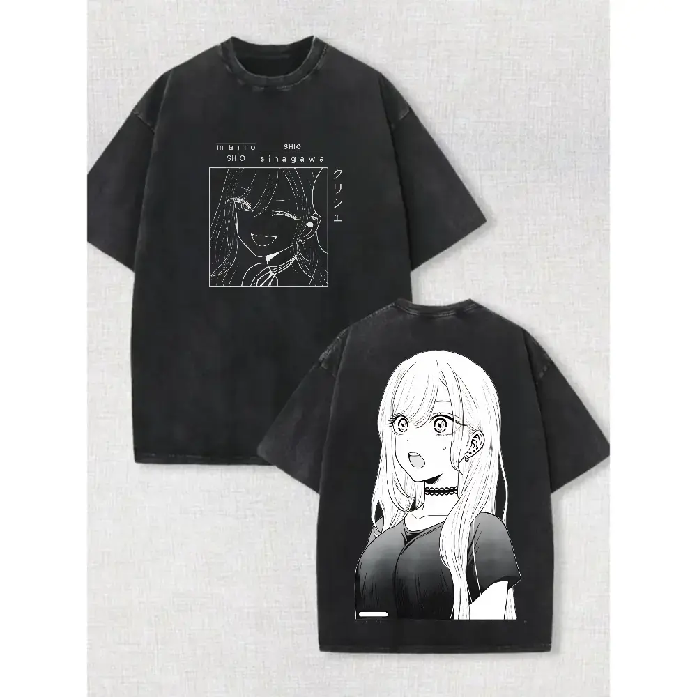 Men's Unisex Marin Kitagawa Graphic Tshirt, Oversized Double-Printed Heavy Cotton, Vintage Washed Anime Streetwear Tops