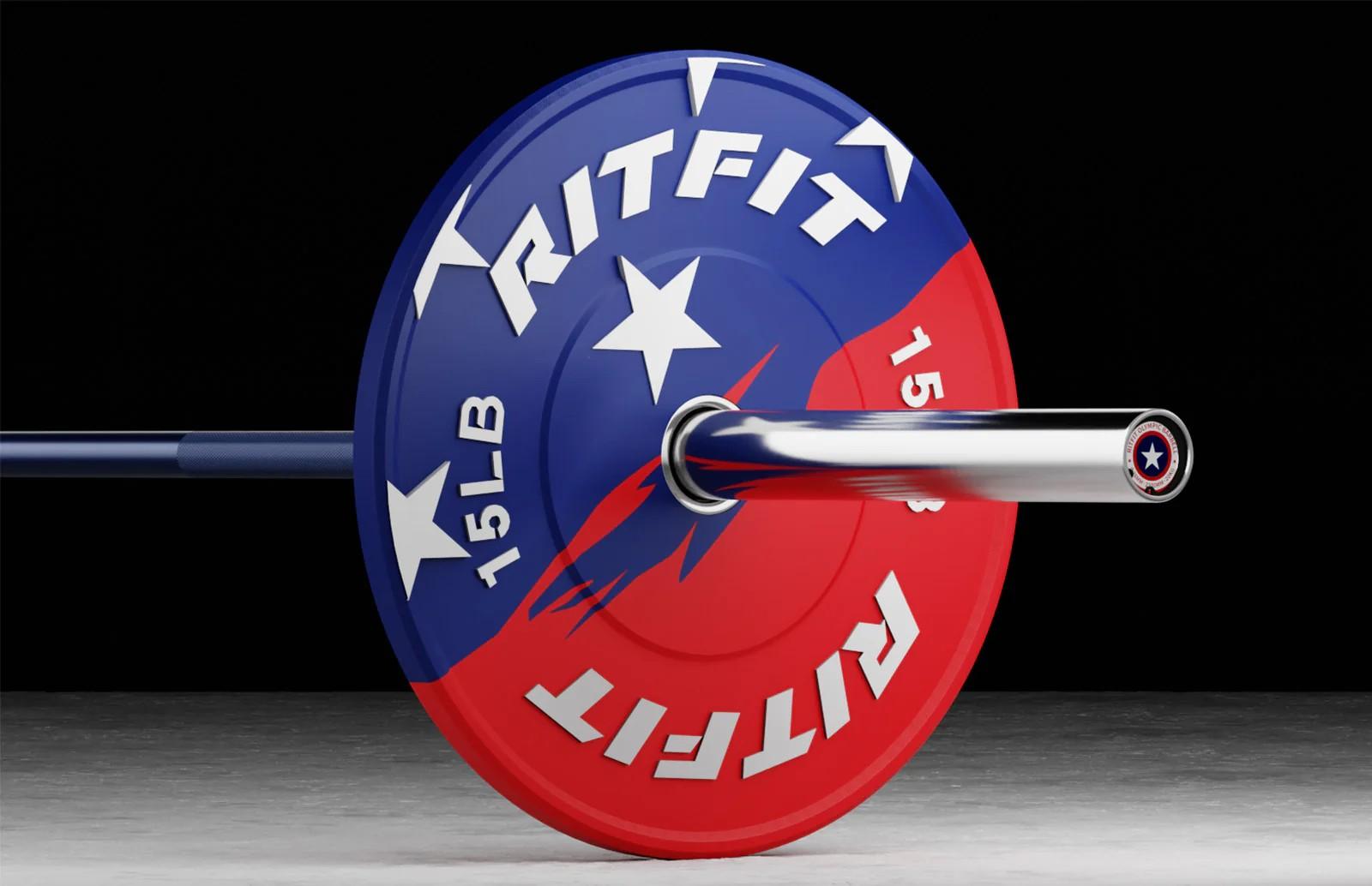 RitFit Patriotic Color Bumper Plates 2 Inch Olympic Rubber Weight Plates Muscle Training Equipment Leg Training Equipment Muscle Exercise Equipment