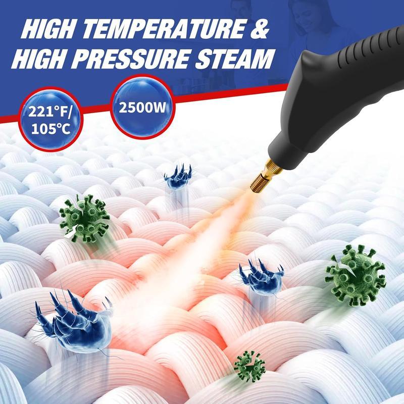 2500W portable multi-purpose steam cleaner, high-pressure multi-purpose steam cleaner, fast heating, 6 adjustable speeds, high-temperature sterilization, and a 1.2L water tank. Suitable for kitchens and carpets. A great Labor Day gift.