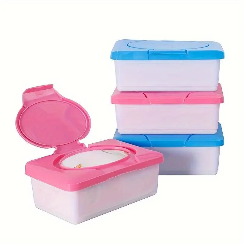 1pc Wet Tissue Storage Box, Diaper Wipes Dispenser Case, Baby Wipes Storage Case With Lid, Plastic Wipes Holder For Bathroom Living Room Bedroom Vanity Countertop, Home Essentials