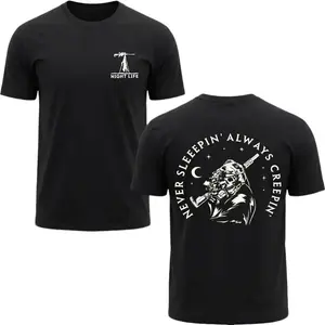 [Graphic T-Shirt] 100% Cotton - Coyote Night Life Graphic Tee, Wildlife Animal Print Shirt, Casual Outdoor Style for Men and Women, gift for men