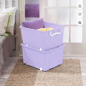 Your Zone Kids Rolling Toy Storage Bin with Handles, Purple, 22 in x 16 in x 11 in