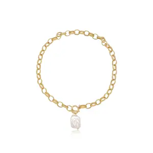 Ettika Edge of Water Pearl Pendant Necklace 18kt Gold Plated Acrylic Pearl 20 Inch Length Statement Piece for Any Outfit