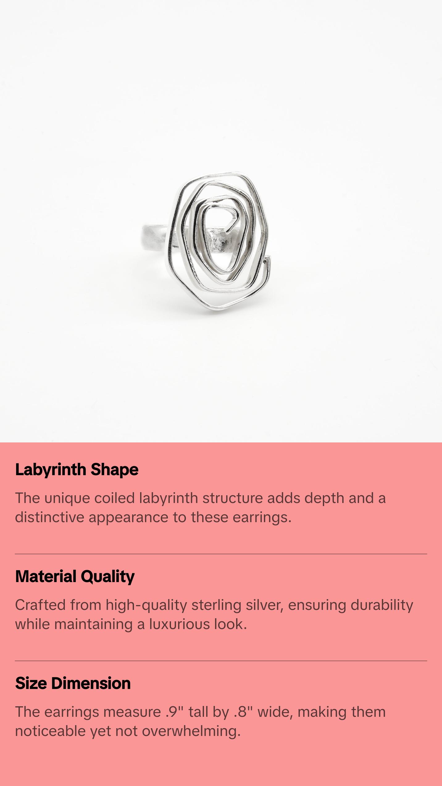 Silver Labyrinth Dangle Earrings