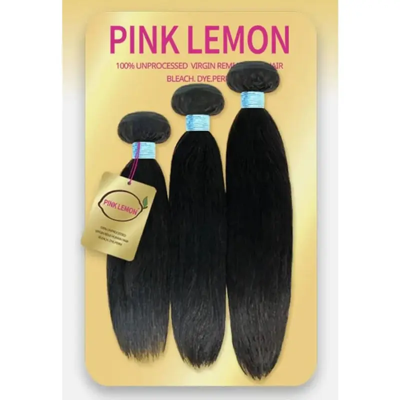 Pink Lemon 100% Unprocessed Virgin Remi Human Hair – Straight 3 Bundle Pack (15A Grade)