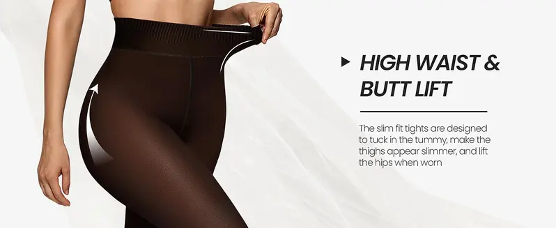 OEAK Women Fleece Lined Tights Body Slimming Leggings Sheer Fake Translucent Pantyhose Plus Size Thermal High Waisted Footed Opaque Tights OEAK Women Fleece Lined Tights Body Slimming Leggings Sheer Fake Translucent Pantyhose Plus Size Thermal High Waisted Footed Opaque Tights