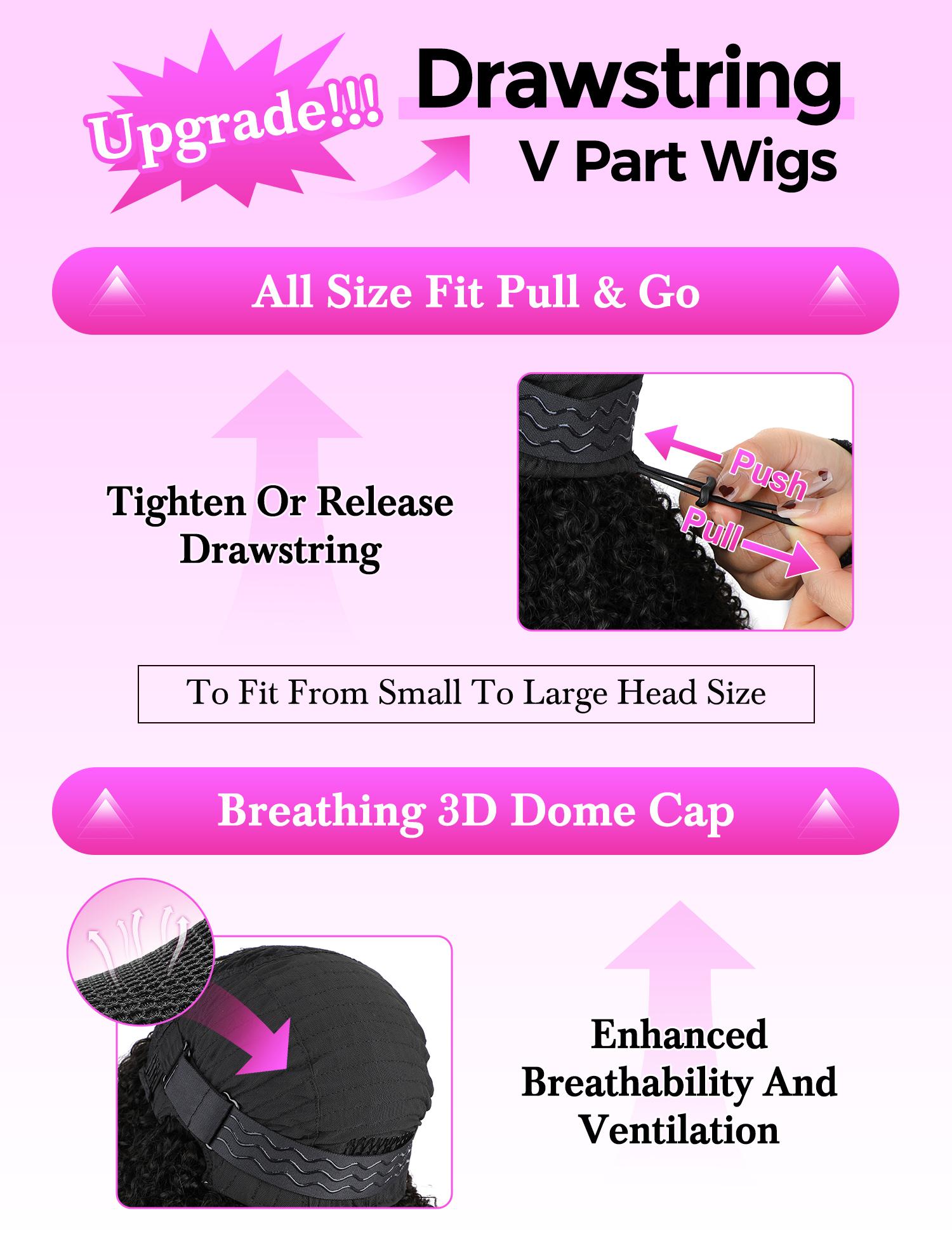 Vshow Upgrade Afro Kinky Human Hair Drawstring V Part Wig Best Beginners Glueless Wigs Ready To Wear All Size Fit V Part Human Hair Wig #fallfresheness