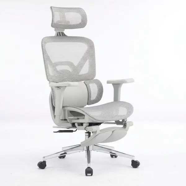 MOJAY High Back Ergonomic Commercial Office Desk Chair - 6D Adjustable Armrests, High-Elasticity Mesh Back, 3-Zone Lumbar Support, Thick Cushion Seat, Ergonomically Adjustable Seat, Modern Grey, Assembly Required, Mesh Fabric, Footrest Included