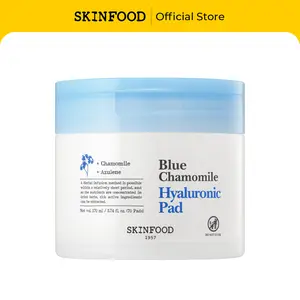 [SKINFOOD Official] Blue Chamomile Hyaluronic Toner Pads 70EA | 24-Hour Deep Hydration, Chamomile Flower Water, Soothing, Moisturizing