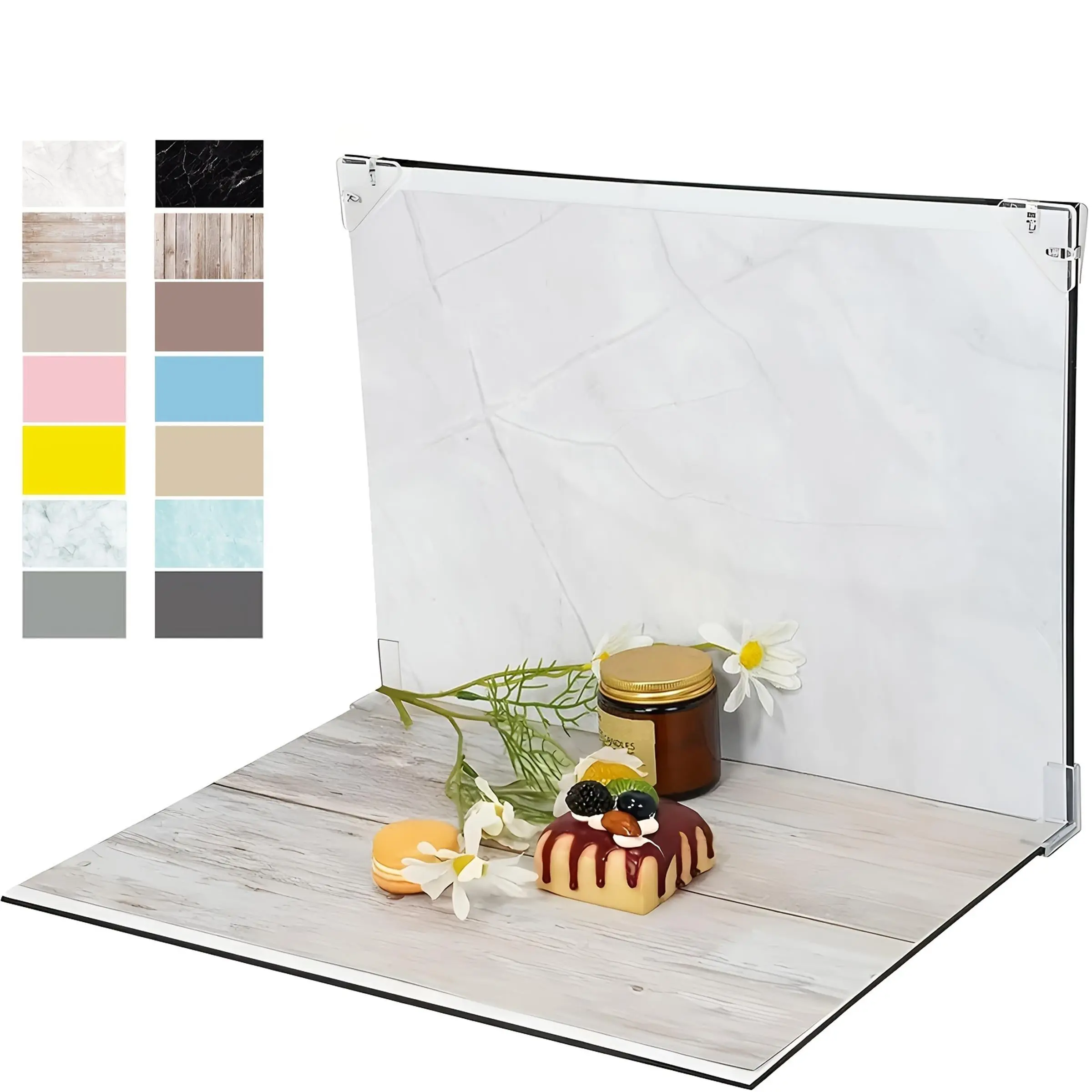 Double Sided Photography Background Set, 7 Counts/set Reflective Display Board with Stand, Camera Accessories, Photoshoot Accessories for Food Jewelry Product Shooting, Photography Kit, Photography Equipment, Photography Background Supplies