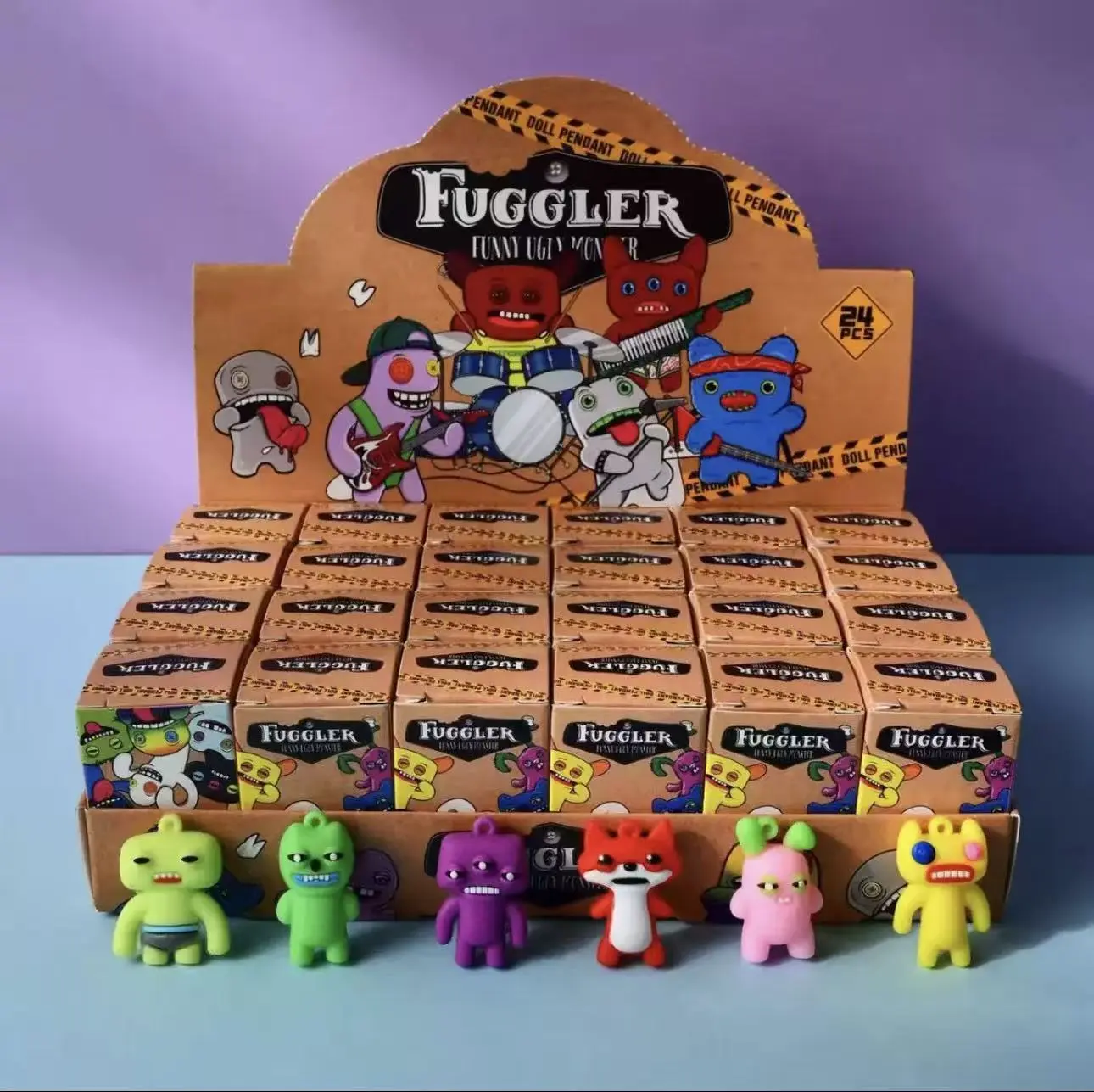 24 Pcs Cute Monster Keychain Mini Figure Set - 3.5cm Playful Bag Charm Dolls, Quirky Cool Gifts for Kids, Easter Basket Stuffers