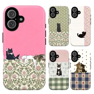 Whimsical Cat Phone Case – Cute Sleeping Cat Illustration with Vintage Floral & Cottagecore Pattern Aesthetic Cover for iPhone 17 16 15 14 13 12 11 Pro Max X XS & Samsung Galaxy S21–S25 Plus Ultra| Kawaii Retro Cat Lover Gift