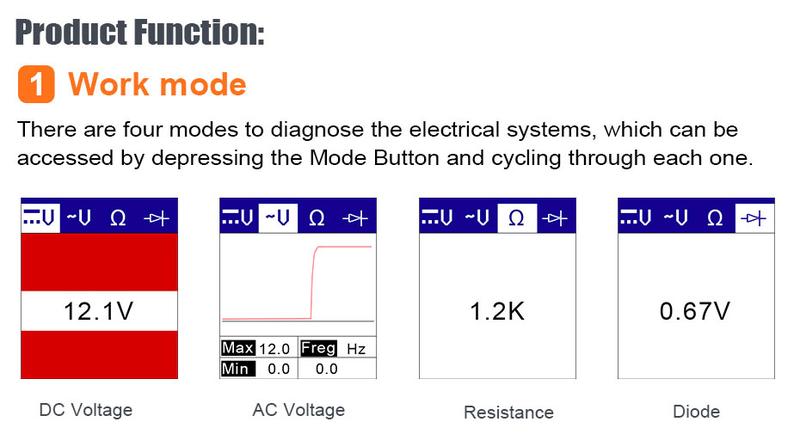 ANCEL PB100 Automotive Power Circuit Probe Tester, 12/24V Power Probe for Open/Short Circuit Testing, Continuity, Resistance, Relay & Diode Tester, 40FT Cable