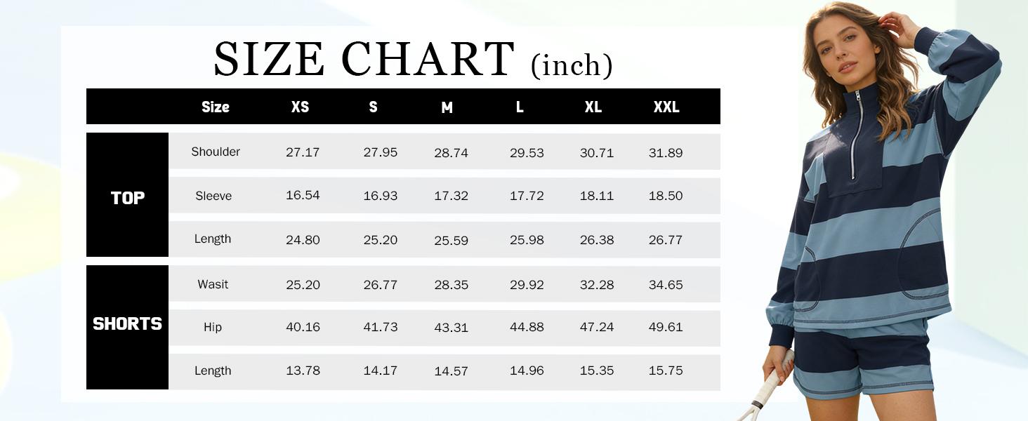 Ommig Women's Lounge Set 2 Piece Striped Long Sleeve Half Zip T-Shirt & Shorts for Summer Autumn Casual Workout Tracksuit in Breathable 100% Cotton Ommig Women's Lounge Set 2 Piece Striped Long Sleeve Half Zip T-Shirt & Shorts for Summer Autumn Casual Workout Tracksuit in Breathable 100% Cotton