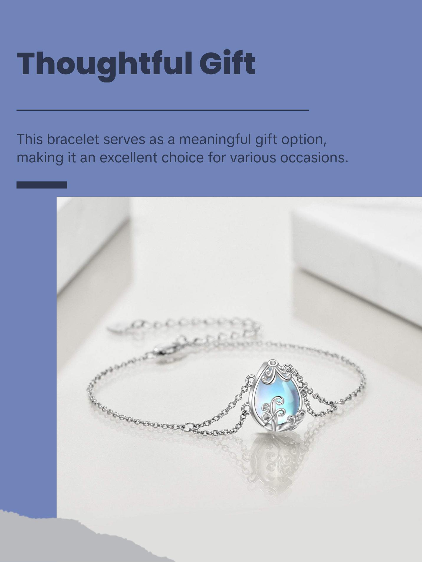 Adjustable Sterling Silver Moonstone Bracelet