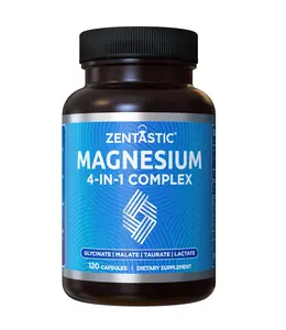 【Zentastic】Nutrition 4-in-1 Magnesium Complex - Chelated Magnesium Glycinate, Malate, Taurate & Lactate - High Absorption for Healthy Muscles, Heart, Bones - Magnesium Supplement - 120 Magnesium Capsules Fitness Healthcare Edible Dietary