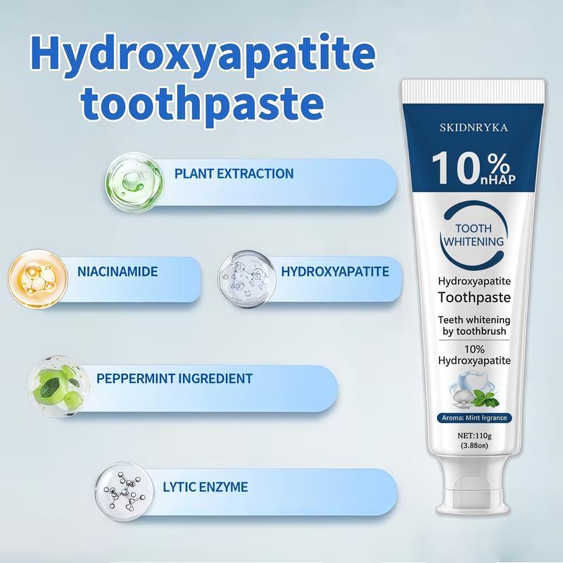 10% Hydroxyapatite Toothpaste - 1/2/3pcs, Refreshing Mint Flavor, Easy Stain Removal, Gum Care, Teeth Cleaning & Whitening, Long-lasting Fresh Breath, Enhances Your Smile, Family Oral Health, Essential for Oral Care, Whitening Toothpaste