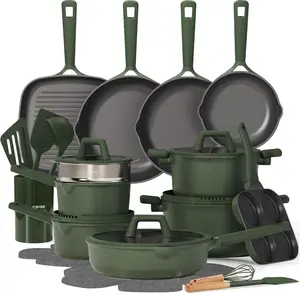 CAROTE 31PCS Pots and Pans Set, Nonstick Cookware Set Kitchen Non Stick Induction Titanium Cookware Non-toxic Granite Cooking set, PFOA Free