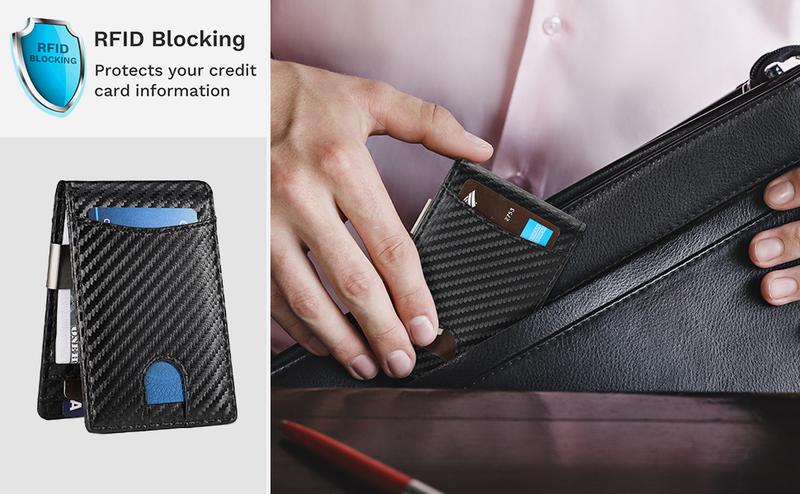 Bruno Marc Men's Slim Wallet with Money Clip