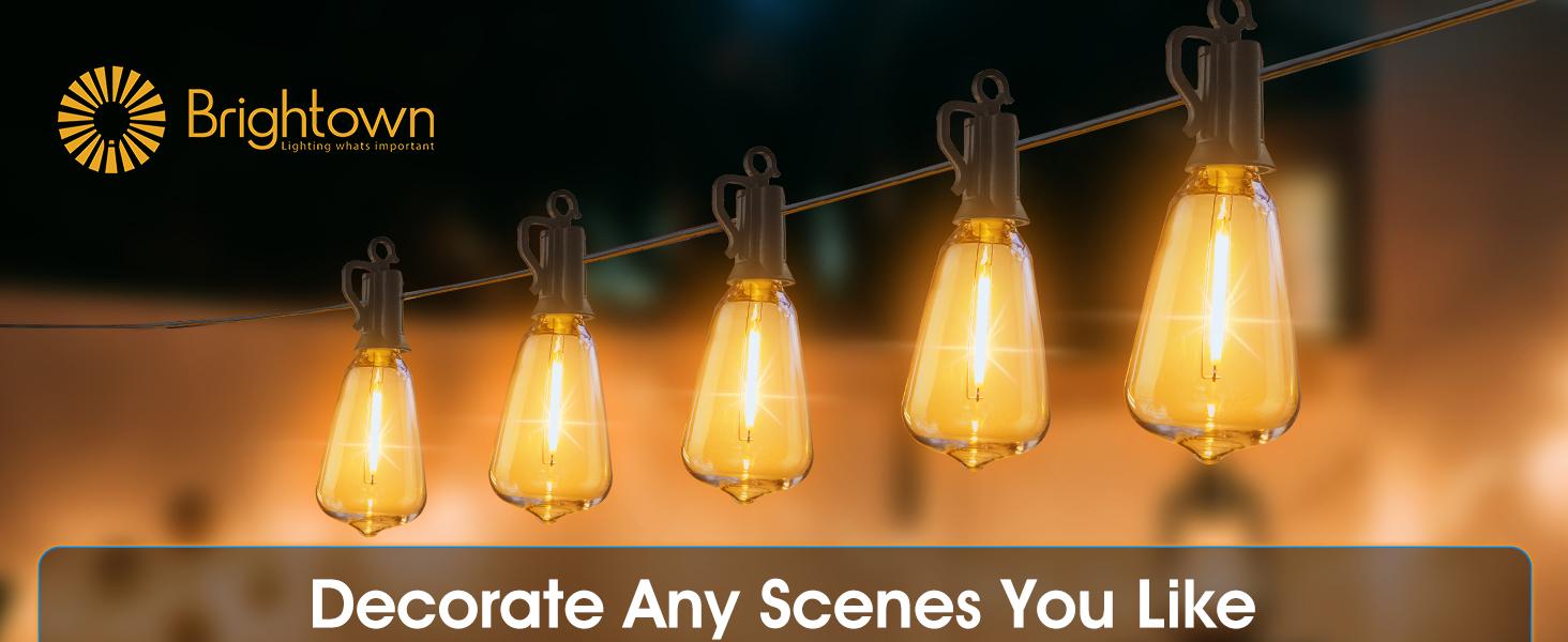 Brightown christmas Outdoor String Lights with Shatterproof ST38 Dimmable Edison Bulbs, Waterproof, 2700K Warm Light, Perfect for Backyard, Patio, Garden, Deck, Party, and Xmas Decor, Great Gift Idea Led Lighting Brightown christmas Outdoor String Lights with Shatterproof ST38 Dimmable Edison Bulbs, Waterproof, 2700K Warm Light, Perfect for Backyard, Patio, Garden, Deck, Party, and Xmas Decor, Great Gift Idea Led Lighting