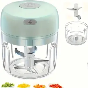 Portable Mini Food Processor with Stainless Steel Blade, Rechargeable USB Electric Garlic Chopper, Wireless Kitchen Blender, Easy Clean