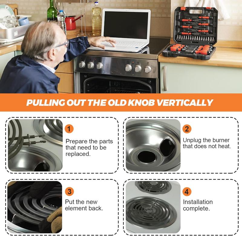 Beaquicy MP31YA Electric Range Burner Element - Replacement for Ken-more Whirlpool Range Stove - Package Include 3 pcs MP15YA 6" and 1 pcs MP21YA 8"