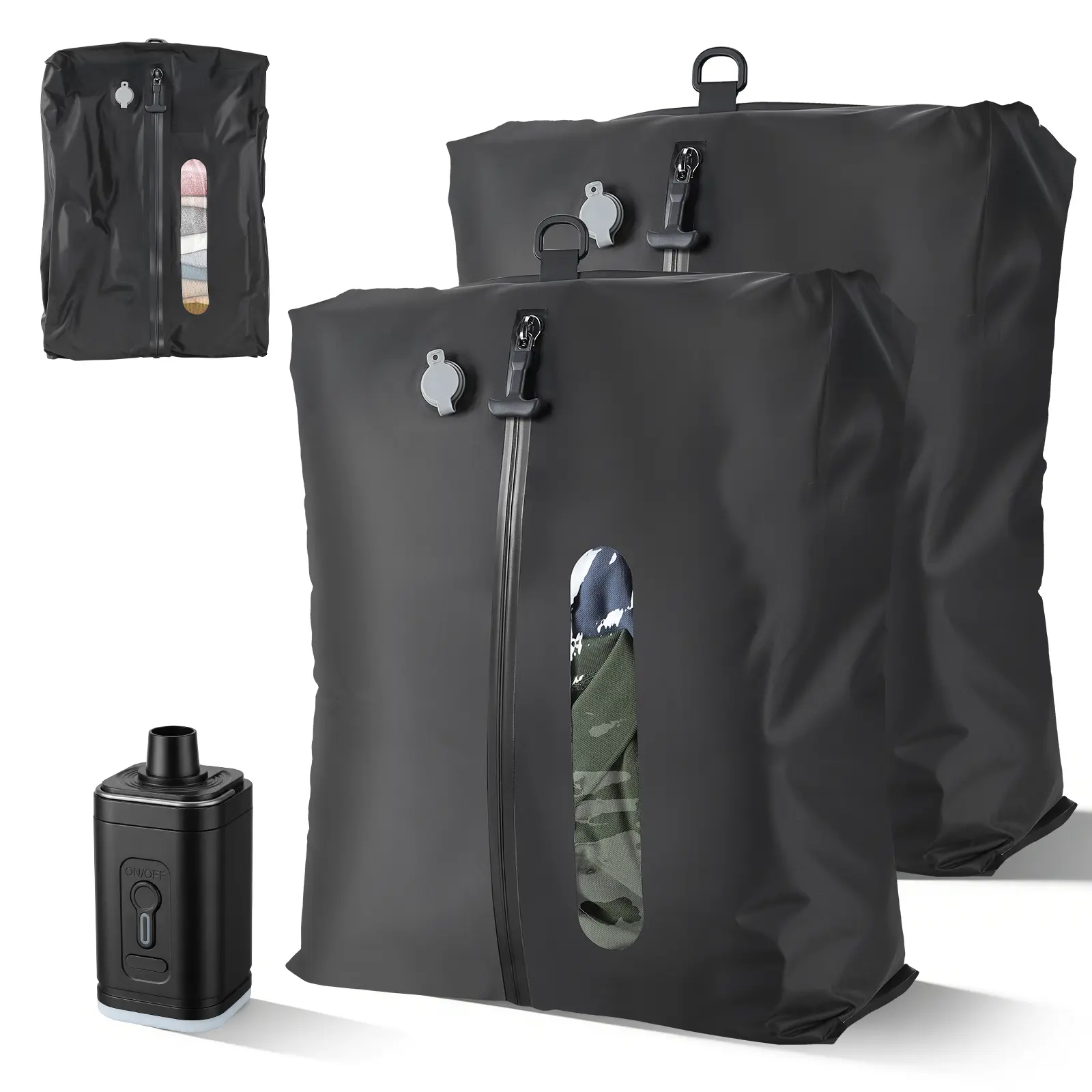 Vacuum Bags for Travel with Wireless Vacuum pump, Revolutionary Reusable Compression Bags for Travel Suitcases and Backpack, Space Saver Bags for Travel Underwater Packing Cube