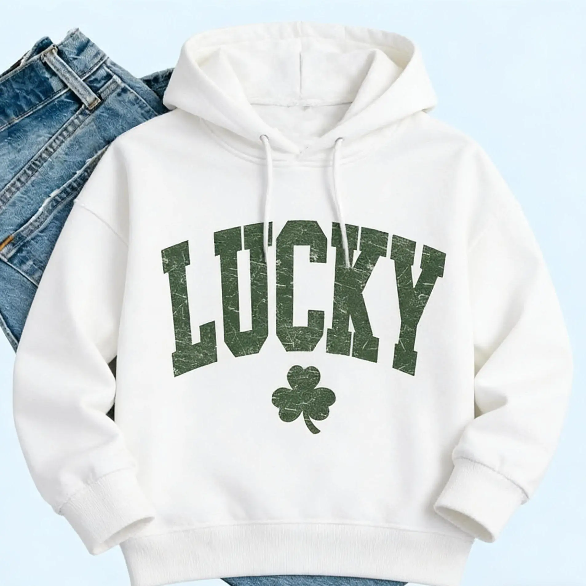 Lucky Cotton Hoodie/t-shirt, Cute Shamrock Hoodie, Happy St Patrick's Day Hoodie, For Men/Women - Unisex Style