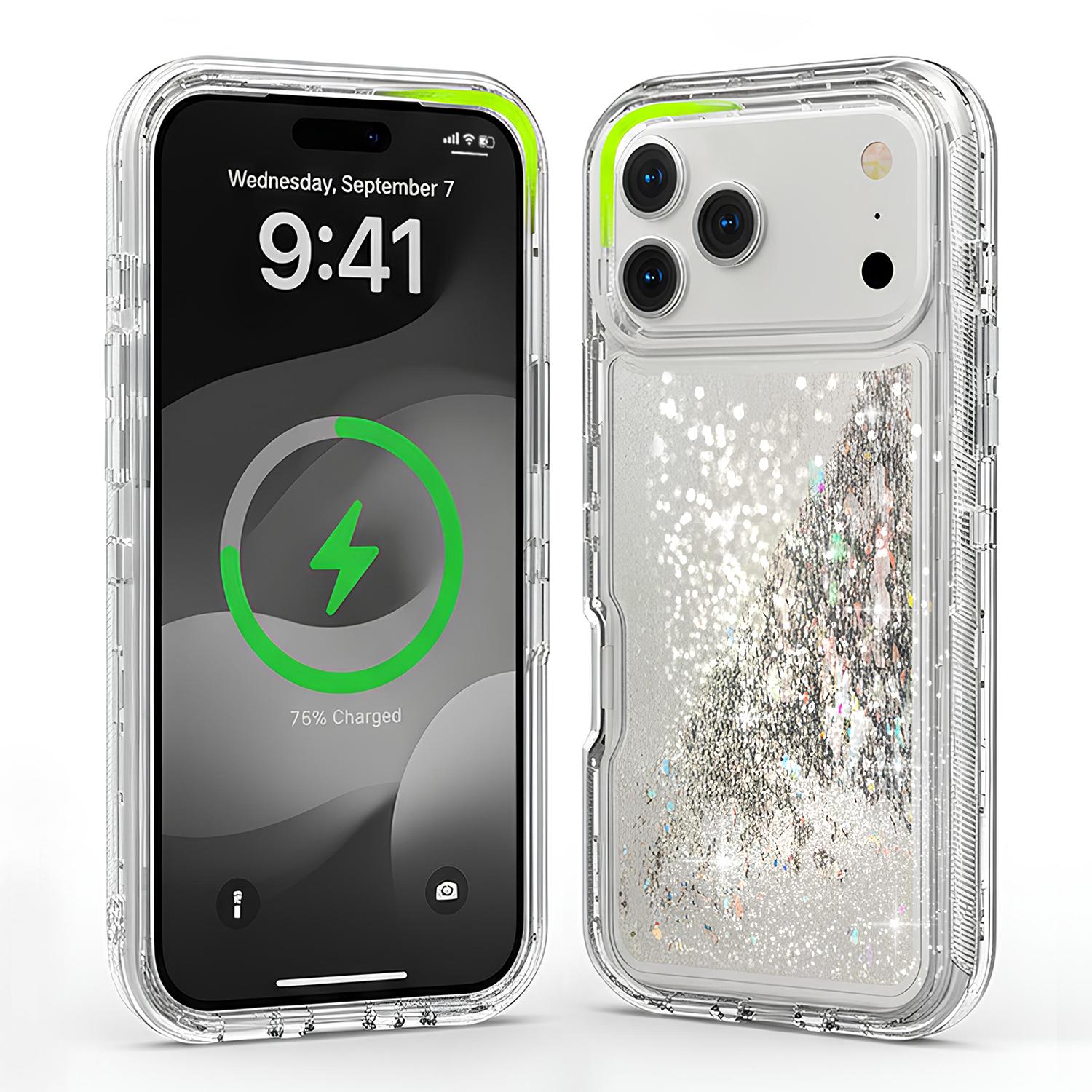 Liquid Quicksand Shiny Bling Sparkly Cute Case For iPhone 17 Pro Max 16 15 14 13,3-in-1 Heavy Duty Protective Glitter Phone Case,Bling Sparkly Cute Case for  Women Girly