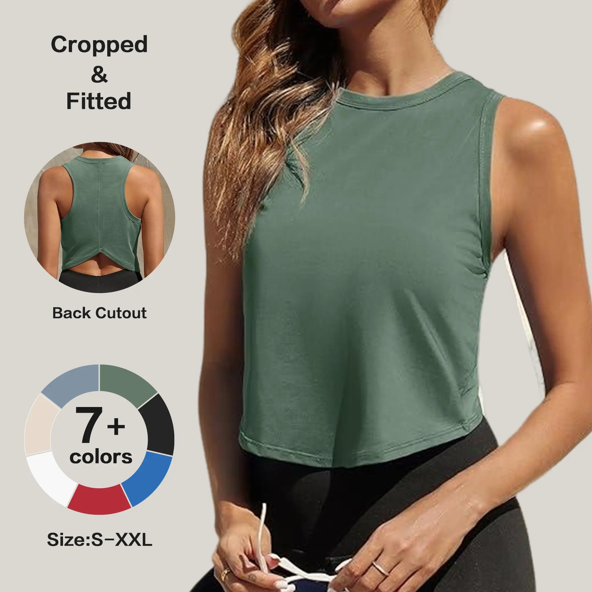 Fisoew Women's Trending Crop Top, Racerback Sleeveless Crewneck Athleisure Tank for Gym, Yoga & Running, Women's Workout Clothes summerwins,summeroutfits,vacationoutfits,beachoutfits #Summerwins  #DealsForYouDays,back to school,back to school shopping