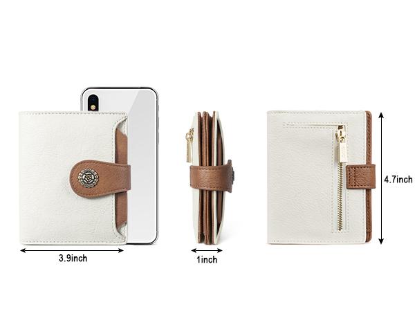 CLUCI TikTokShopSpringGlowUp Small Wallets for Women RFID Blocking Leather Trifold Compact Credit Card Holder with ID Window Ladies Zipper Coin Purse RFID Credit Gift