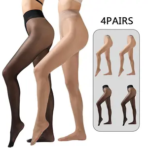 4Pairs Women's 20D Ultra Sheer Tights with Bikini-shaped Pattern, Everyday Comfort for Dresses & Pants Lace