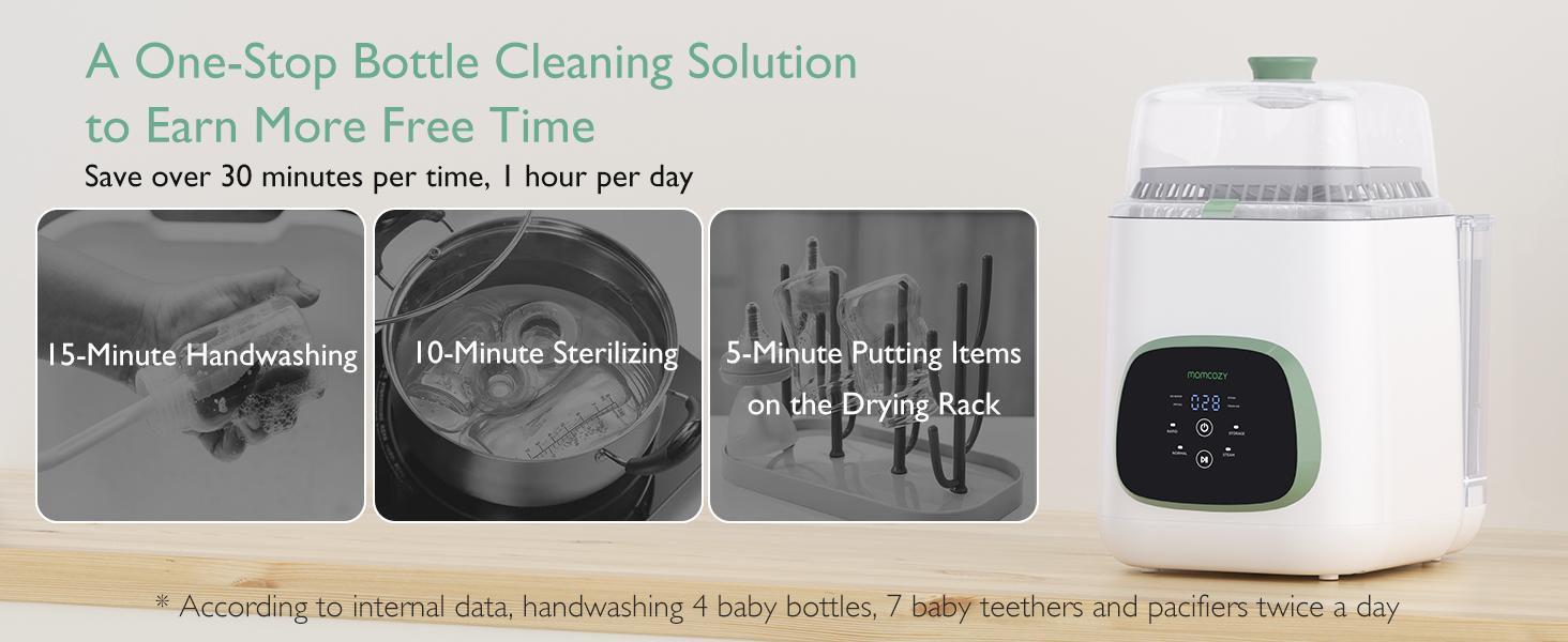 Momcozy KleanPal Pro Baby Bottle Washer - Sterilizer & Dryer Combo for Easy Cleaning - Bottle Washer Machine for All Bottles, Pump Parts & Baby Item Care - Save Time & Effort