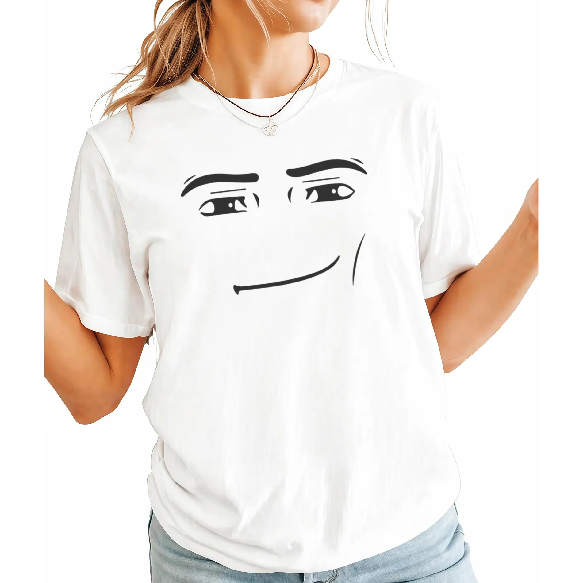 [100% Cotton] Roblox Man Face T-Shirt, Meme Shirt, Funny Shirt, Gift For Gamers , Classic Vintage T-Shirt Collection Adult Unisex T-Shirt Golf Gift T-Shirt For Men And Women Style Prints