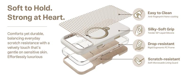 TORRAS Ostand Q3 Silicone for iPhone 17 Pro Max Case, Fit for MagSafe, 360 Spin Stand, Soft Liquid Silicone Cozy Grip, Camera Control, Protective Case